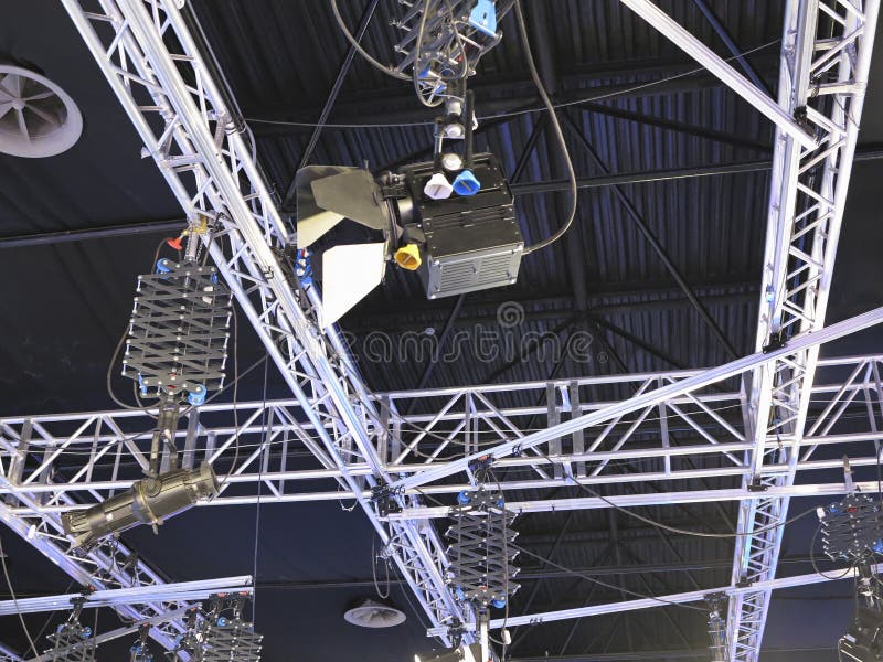 Structures of Tv Studio Illumination Equipment and Projectors Stock