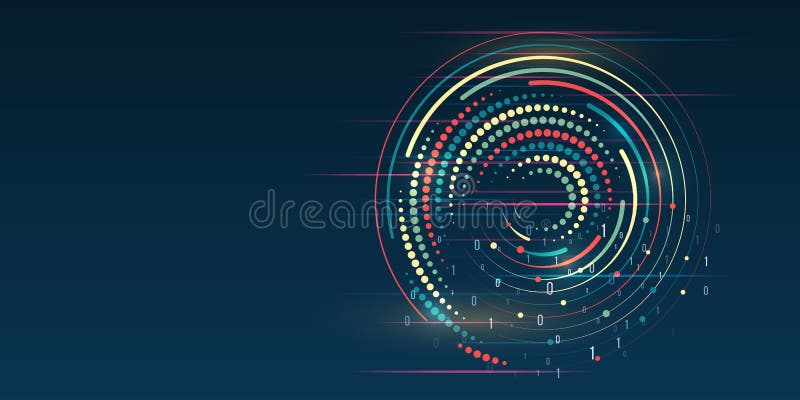 Structuring the flow of information. Data analytics concept. Sorting a large amount of data on a dark background stock illustration