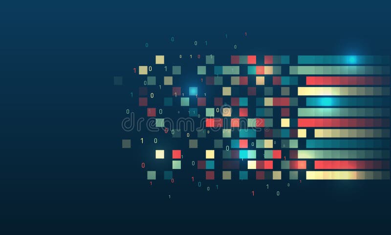 Structuring the flow of information. Data analytics concept. Sorting a large amount of data on a dark background. Big data royalty free illustration