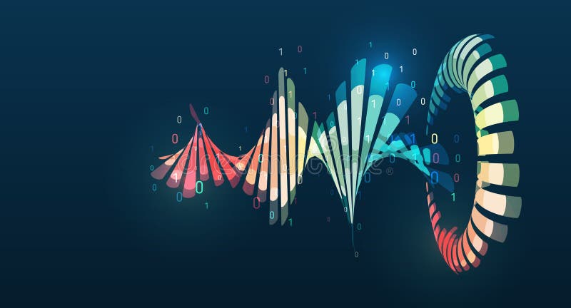 Structuring the flow of information. Data analytics concept. Sorting a large amount of data on a dark background. Big data vector illustration