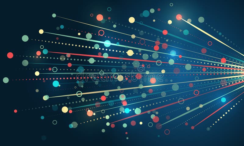 Structuring the flow of information. Data analytics concept. Sorting a large amount of data on a dark background. Big data stock illustration