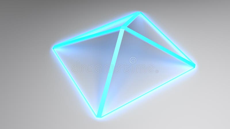Structură albastru piramidală abstractă cu fețe din sticlă de satin pe suprafața albă 3d, ilustrare ilustrată stock illustration