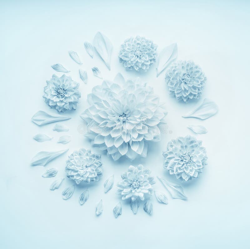 Structură florală rotundă cu flori pastel albastru de turcoaz cu vedere în partea superioară. aspect pentru felicitarea mamelor pe stock image
