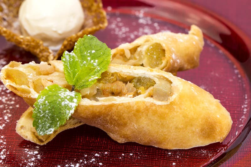 Strudel with ice cream