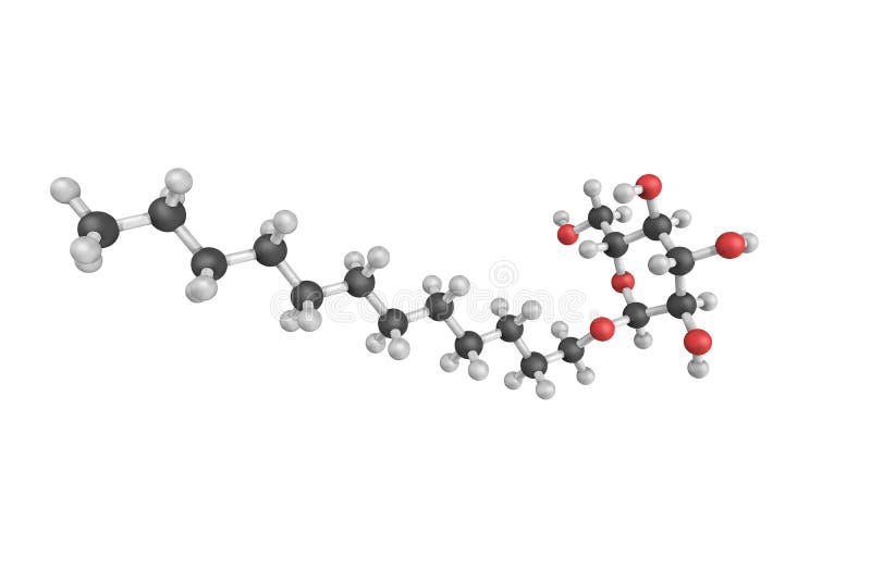 struktur 3d av den Lauryl glucosiden, en surfactant som används i skönhetsmedel royaltyfri illustrationer struktur 3d av den Lauryl glucosiden, en surfactant som används i skönhetsmedel royaltyfri illustrationer