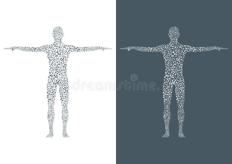 Struktury molekuła mężczyzna Abstrakcjonistycznego modela ciała ludzkiego DNA ilustracji