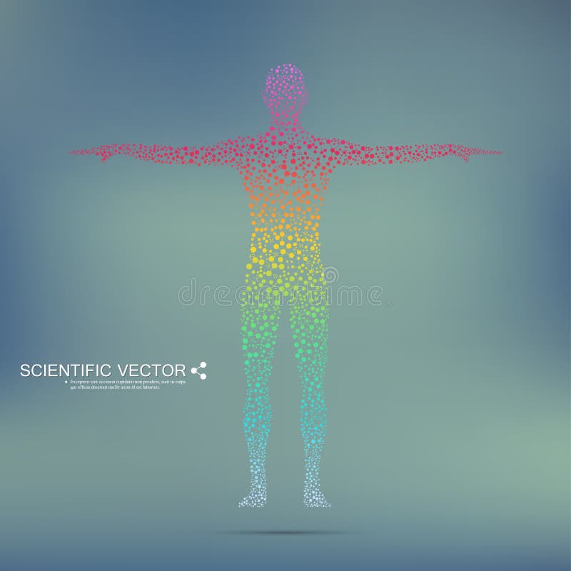 Struktury molekuła mężczyzna Abstrakcjonistycznego modela ciała ludzkiego DNA Medycyna, nauka i technika Naukowy wektor dla twój ilustracja wektor