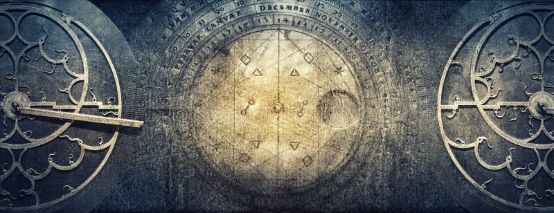 Strumenti astronomici antichi su fondo di carta d'annata Ab