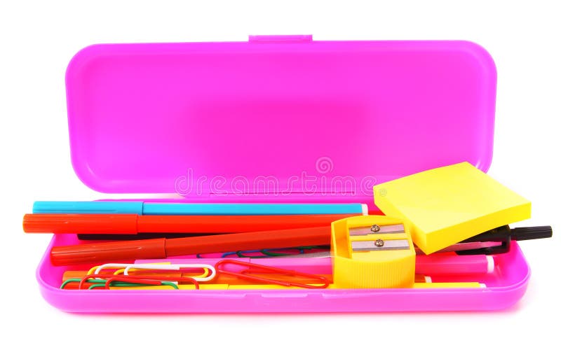 Strumenti della scuola e di caso Su una priorità bassa bianca immagine stock libera da diritti Strumenti della scuola e di caso Su una priorità bassa bianca immagine stock libera da diritti