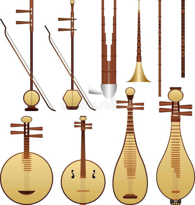 Strumenti di musica cinesi illustrazione di stock