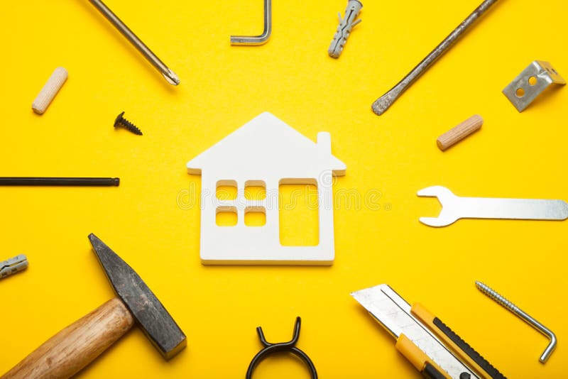 Strumenti di servizio del tuttofare, costruzione della casa e riparazione fotografia stock libera da diritti Strumenti di servizio del tuttofare, costruzione della casa e riparazione fotografia stock libera da diritti