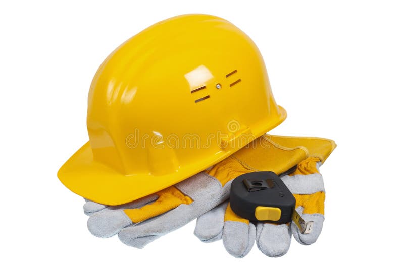 Strumenti e casco del costruttore immagine stock Strumenti e casco del costruttore immagine stock
