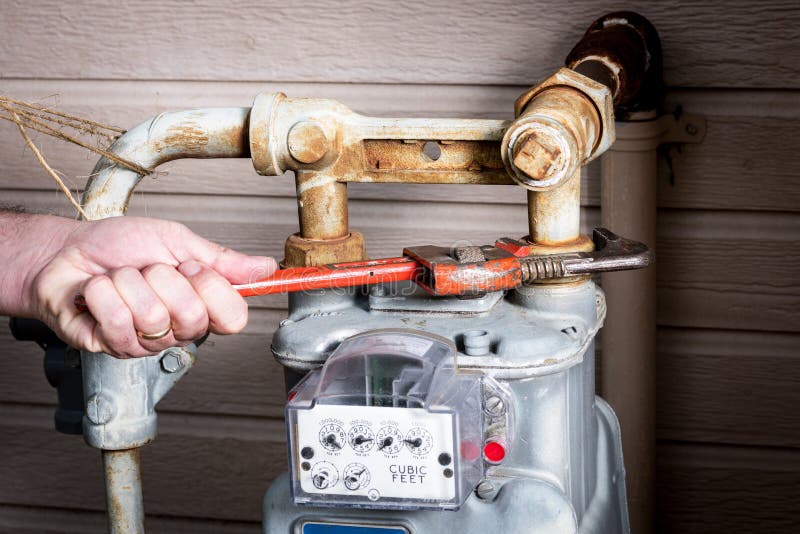 Strumenti utilizzati per lavorare ad un meeter del gas fotografie stock libere da diritti Strumenti utilizzati per lavorare ad un meeter del gas fotografie stock libere da diritti