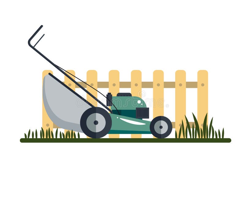 Strumento dell'attrezzatura di tecnologia dell'icona della macchina della falciatrice da giardino, erba-taglierina di giardinaggi royalty illustrazione gratis