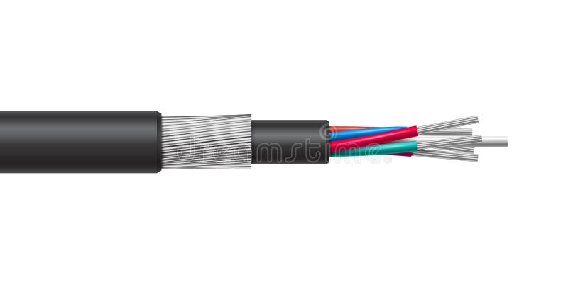 Struttura attenuata stretta a fibra ottica del cavo di vettore illustrazione vettoriale Struttura attenuata stretta a fibra ottica del cavo di vettore illustrazione vettoriale