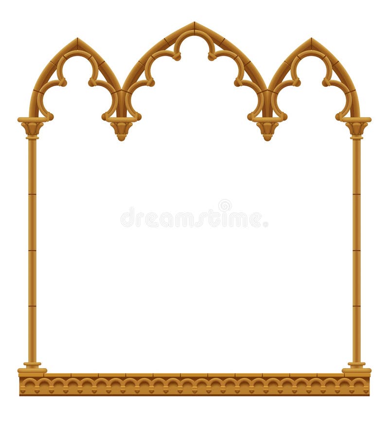 Struttura decorativa architettonica gotica classica isolata su bianco illustrazione vettoriale Struttura decorativa architettonica gotica classica isolata su bianco illustrazione vettoriale