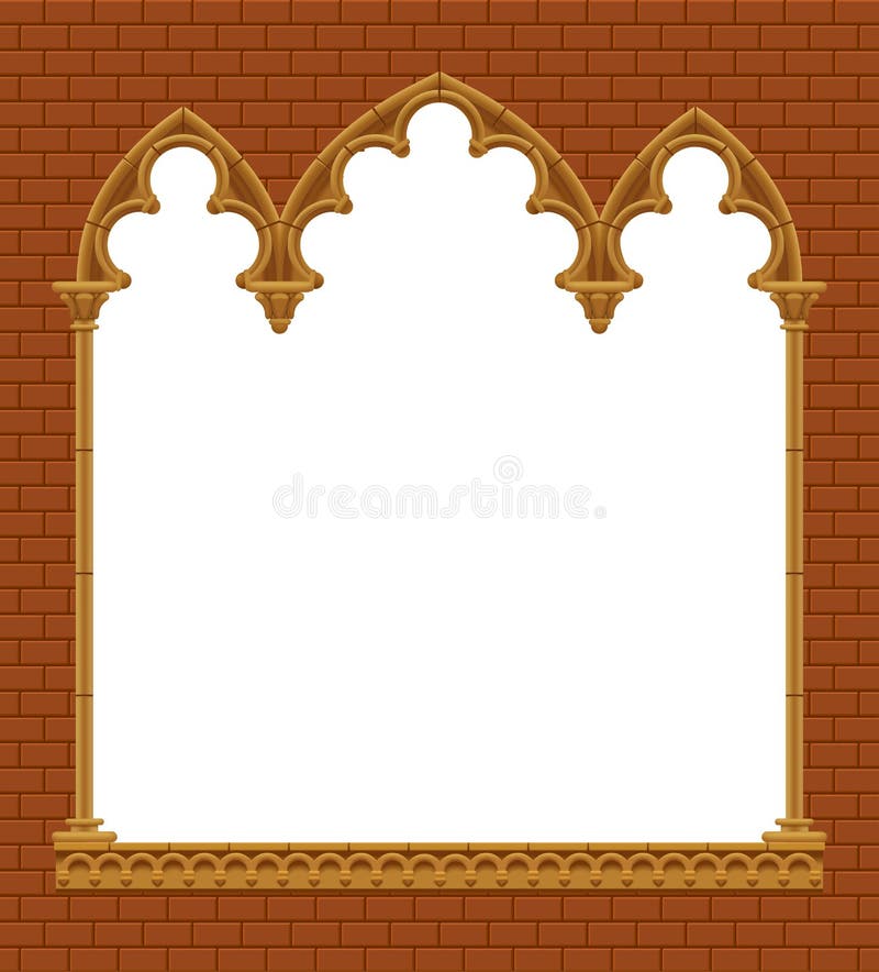 Struttura decorativa architettonica gotica classica sul muro di mattoni rosso royalty illustrazione gratis Struttura decorativa architettonica gotica classica sul muro di mattoni rosso royalty illustrazione gratis