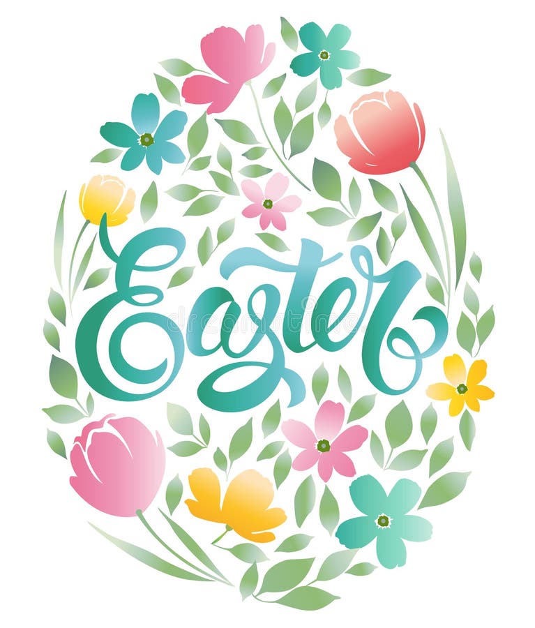 Struttura decorativa di scarabocchio dalle uova di Pasqua e dagli elementi floreali Uova di Pasqua con gli ornamenti nella forma illustrazione di stock