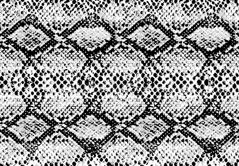 Struttura del modello della pelle di serpente che ripete bianco e nero monocromatico senza cuciture Vettore Struttura del modello della pelle di serpente che ripete bianco e nero monocromatico senza cuciture Vettore