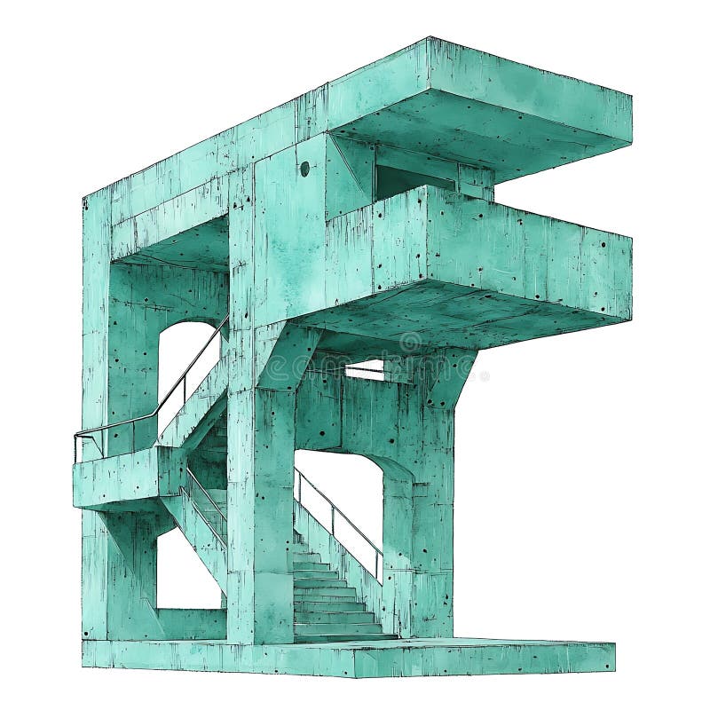 Struttura di calcamarina astratta con scale Illustrazione architettonica illustrazione di stock