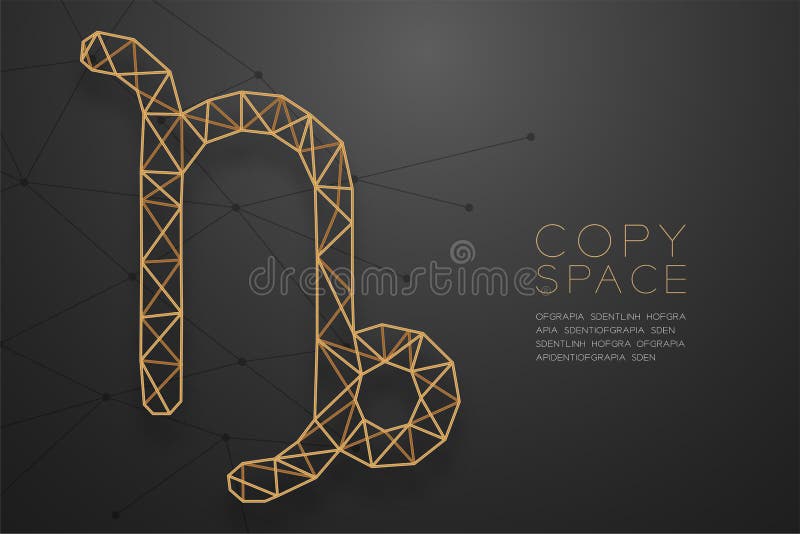 Struttura dorata della struttura del poligono del wireframe del segno dello zodiaco di capricorno, illustrazione di progettazione illustrazione vettoriale Struttura dorata della struttura del poligono del wireframe del segno dello zodiaco di capricorno, illustrazione di progettazione illustrazione vettoriale