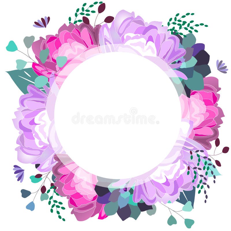 Struttura floreale di vettore con la peonia viola e di rosa, succulente, foglie Progettazione d'avanguardia di estate illustrazione vettoriale Struttura floreale di vettore con la peonia viola e di rosa, succulente, foglie Progettazione d'avanguardia di estate illustrazione vettoriale