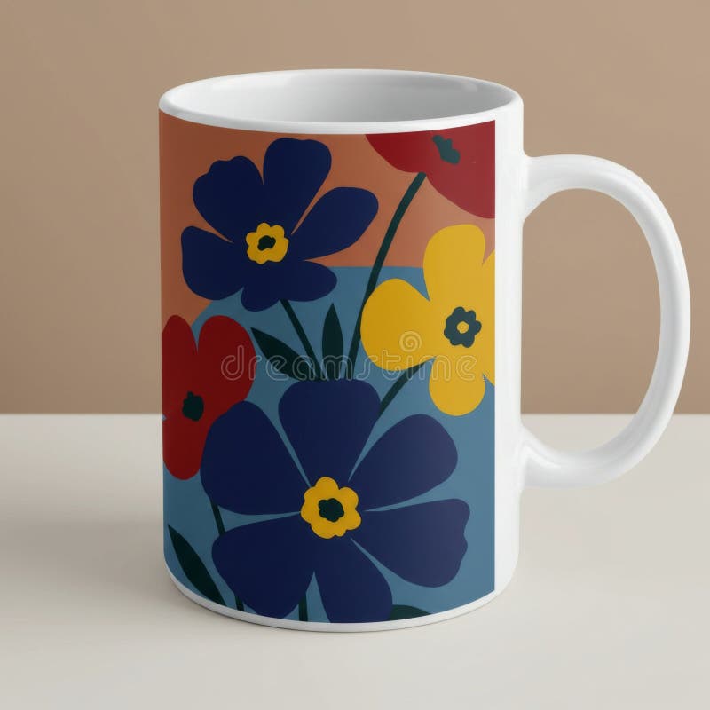 Struttura a mug floreale colorata con forme geometriche illustrazione di stock