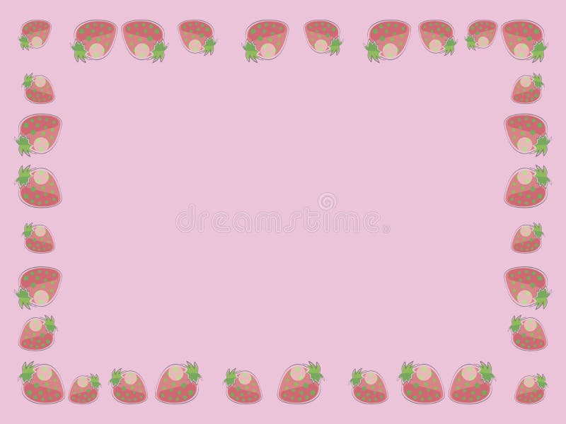 Struttura rosa con le fragole rosse con verde con un rettangolo orizzontale del confine della bacca stilizzata semplice del diseg illustrazione di stock Struttura rosa con le fragole rosse con verde con un rettangolo orizzontale del confine della bacca stilizzata semplice del diseg illustrazione di stock