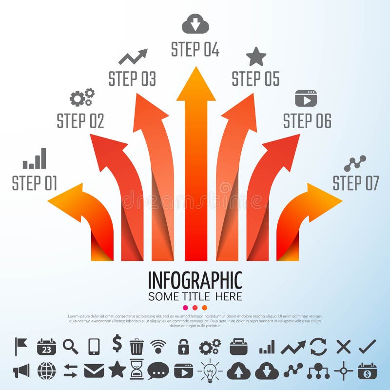 Strzałkowaty Infographics projekta szablon ilustracji Strzałkowaty Infographics projekta szablon ilustracji