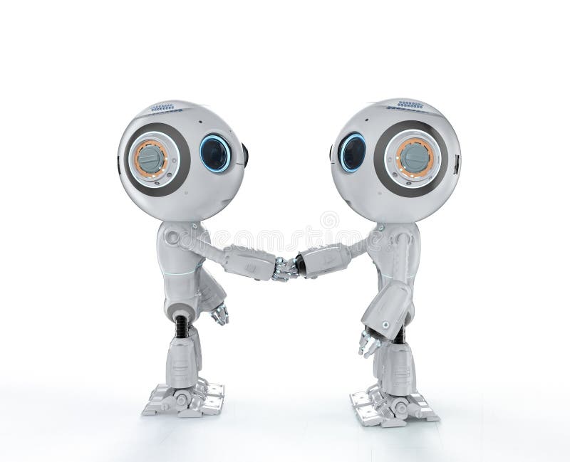 Strângere de mână de la robot vector illustration