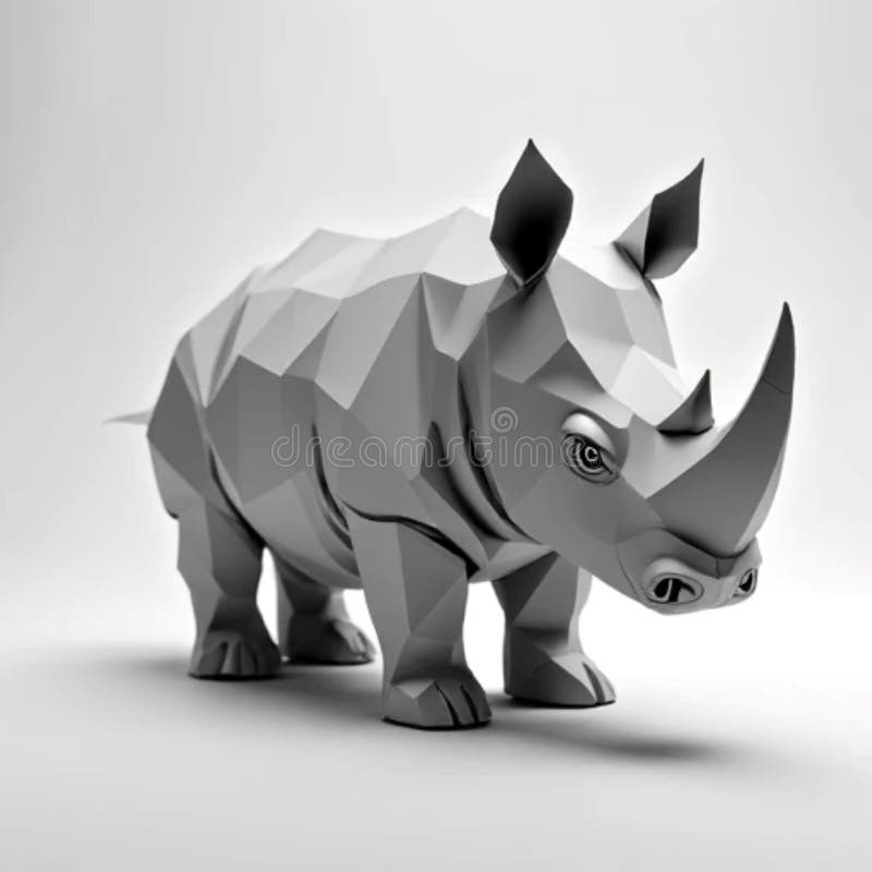 Stränga 3D LowPoly Rhino i geometrisk design stock illustrationer