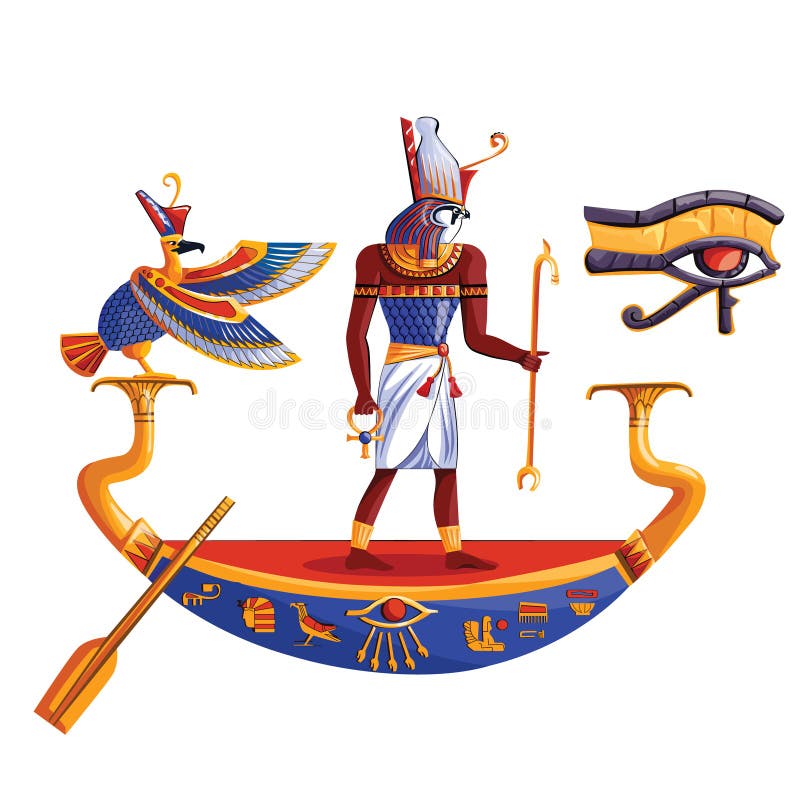 Străegiptul Străvechi Zeul Soarelui Arra sau Horus vector illustration