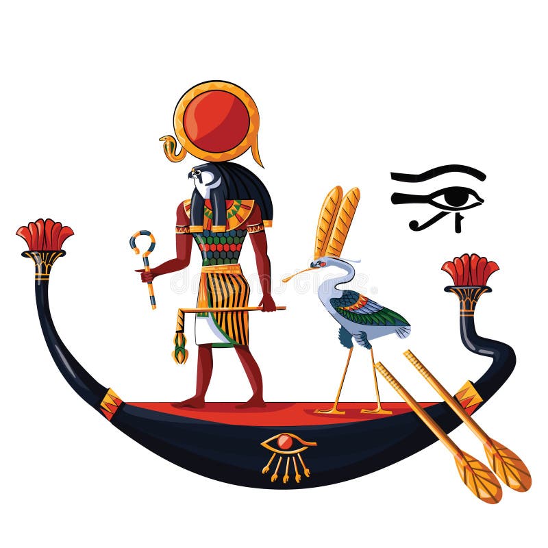 Străegiptul Străvechi Zeul Soarelui Ra sau Horus royalty free illustration