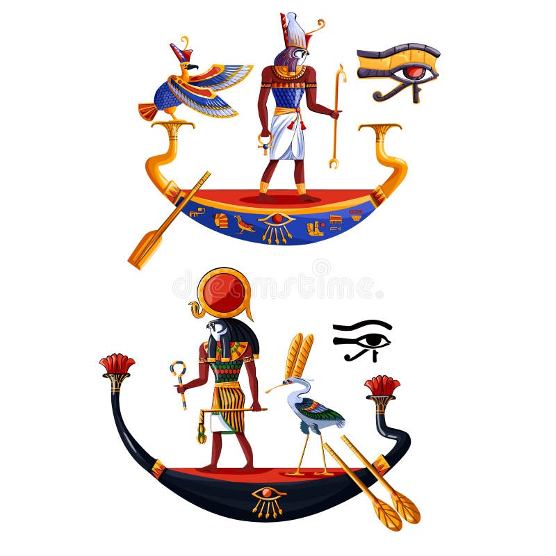 Străegiptul Străvechi Zeul Soarelui Ra sau Horus vector illustration