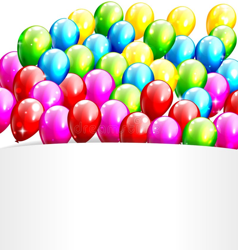 Stubarwnego Nadmuchiwanego świętowania Jaskrawi balony z ramą Ja ilustracji Stubarwnego Nadmuchiwanego świętowania Jaskrawi balony z ramą Ja ilustracji