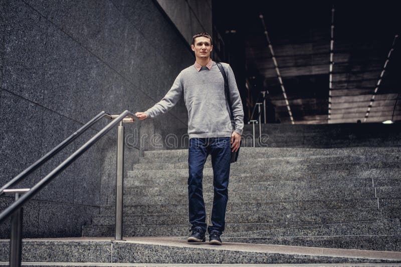 Student in Blue Jeans and Grey Jacket Stock Image Image of lifestyle