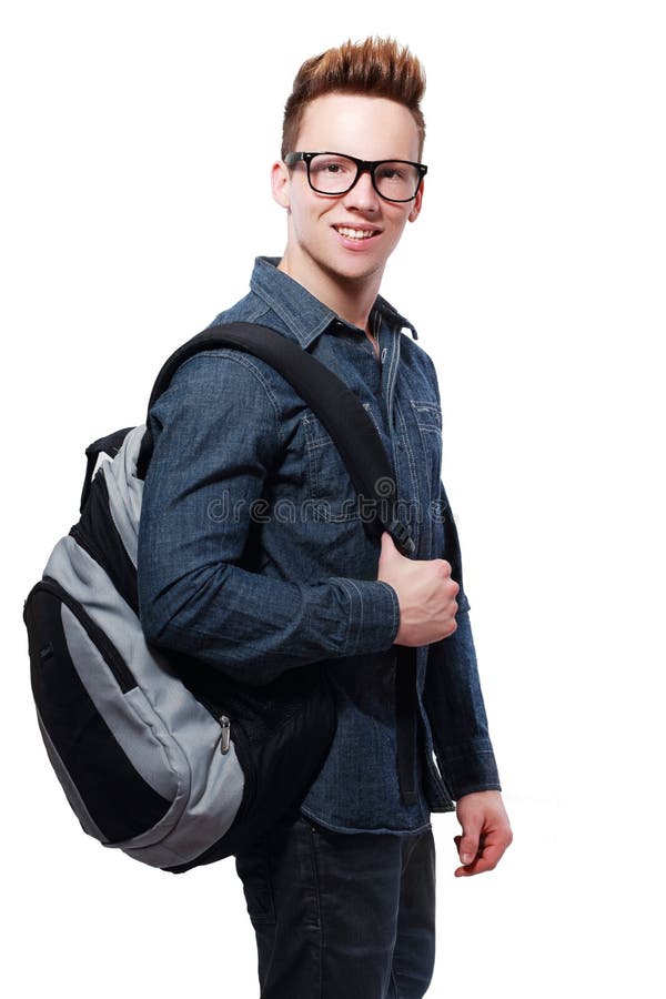 Student collegu z plecy - paczka fotografia stock Student collegu z plecy - paczka fotografia stock