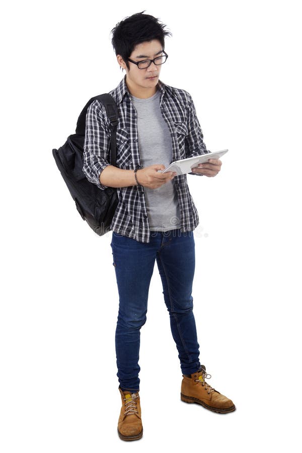 In student die digitale tablet houden stock fotografie In student die digitale tablet houden stock fotografie