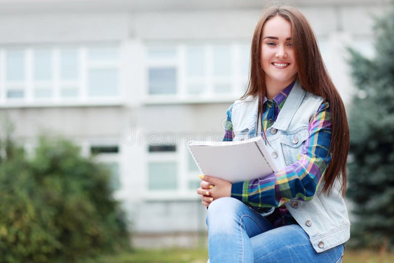 Back To School Teen Girl Outdoor Stock Image Image Of Smile Caucasian 32697877