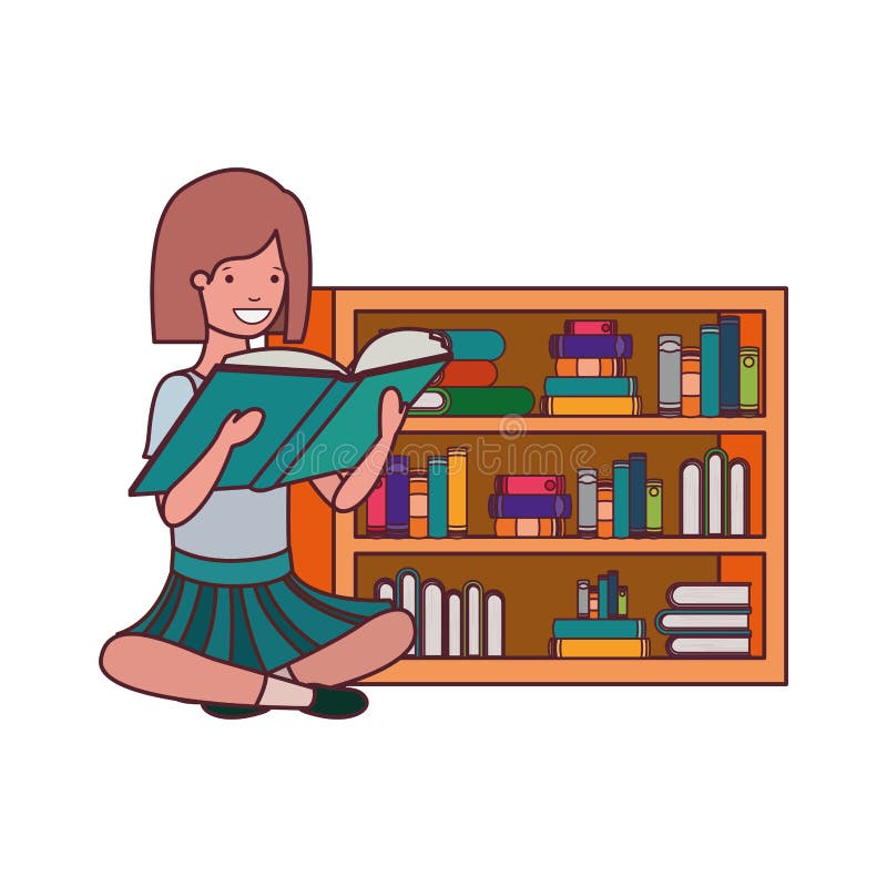 Student Girl With Reading Book In The Hands Stock Vector - Illustration ...