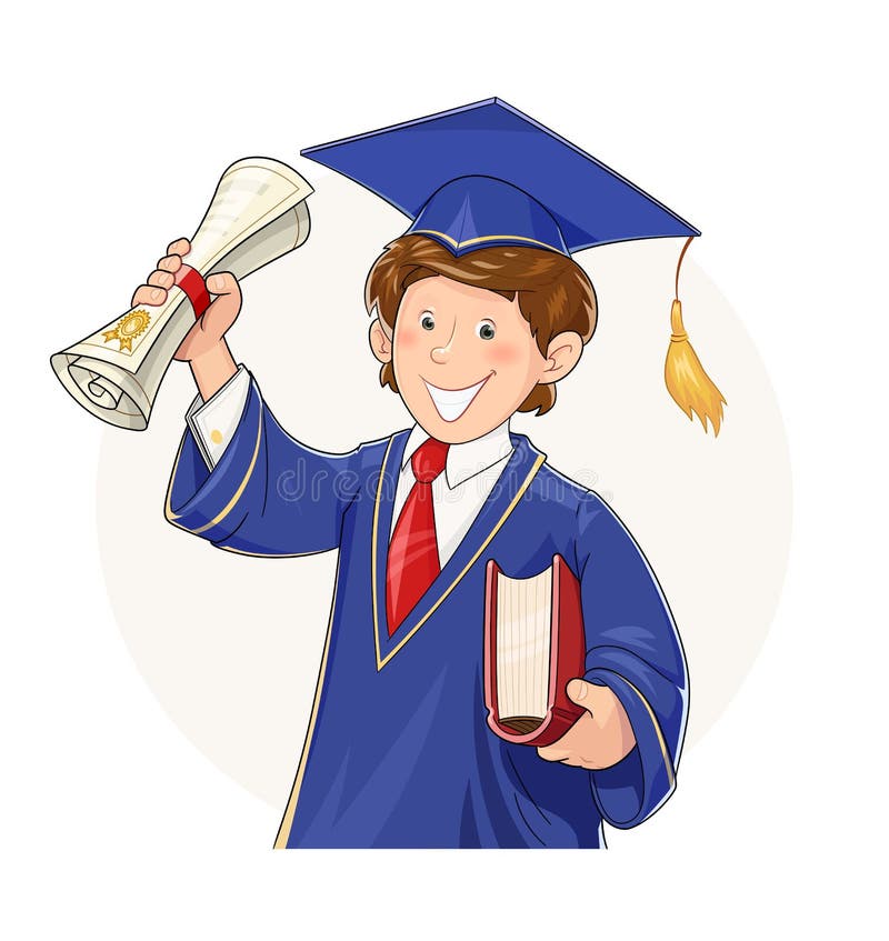 Student in Graduate Suit with Diploma and Book Stock Vector - Illustration  of background, person: 94451724
