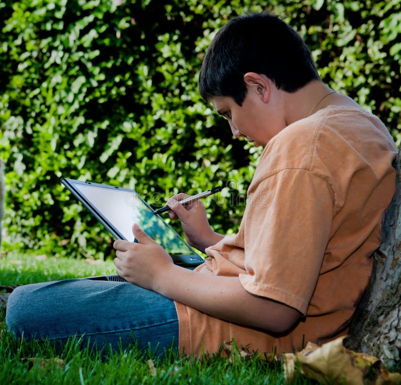Student With His New Touch Pad Laptop Picture. Image 1411015