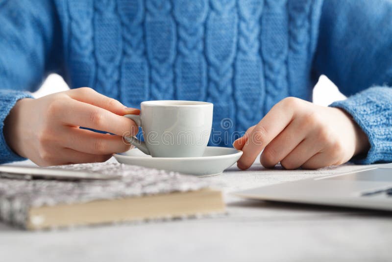 Student Preparing for the Exam and Drink Coffee Stock Image Image of