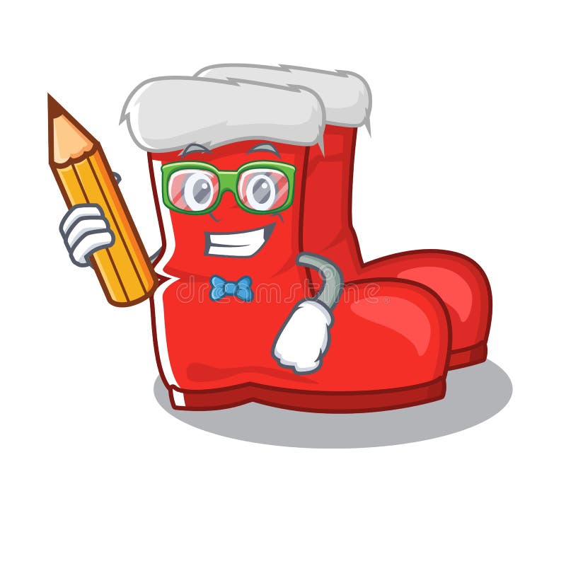 Red Santa Boots Cartoon Character Point Finger Up Stock Vector
