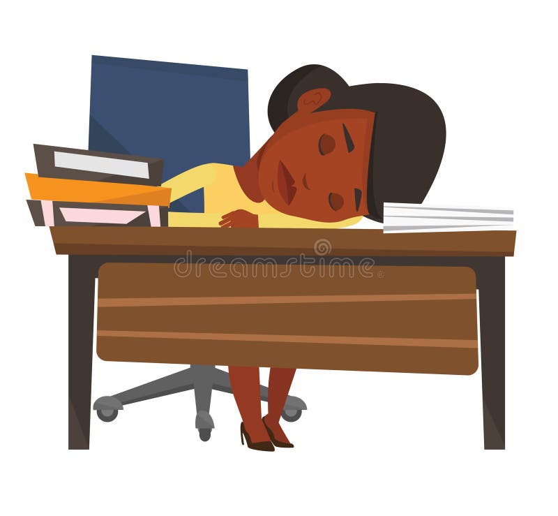 sleeping at desk clipart