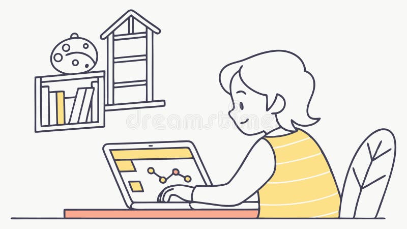 Student Studium mit Laptop Digital Learning Vector Scene Vektordesign Generative KI vektor abbildung