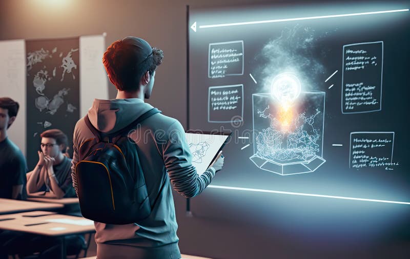 Hologram Teacher is Teaching in a Futuristic Classroom with Online Digital  Communication, Cartoon Style, Generative AI Stock Illustration -  Illustration of cartoon, concept: 269669518