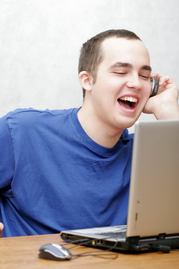 Student working on his laptop