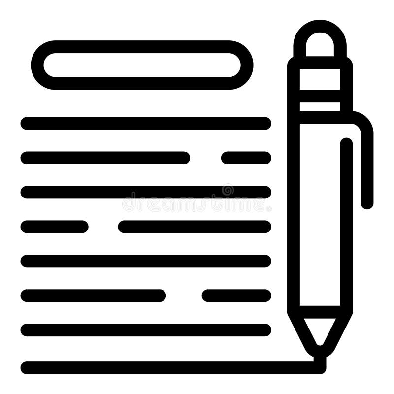 Student writing icon, outline style royalty free illustration