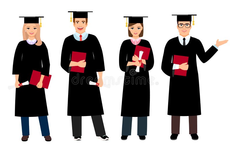 Studentavläggande av examenuppsättning vektor illustrationer Studentavläggande av examenuppsättning vektor illustrationer
